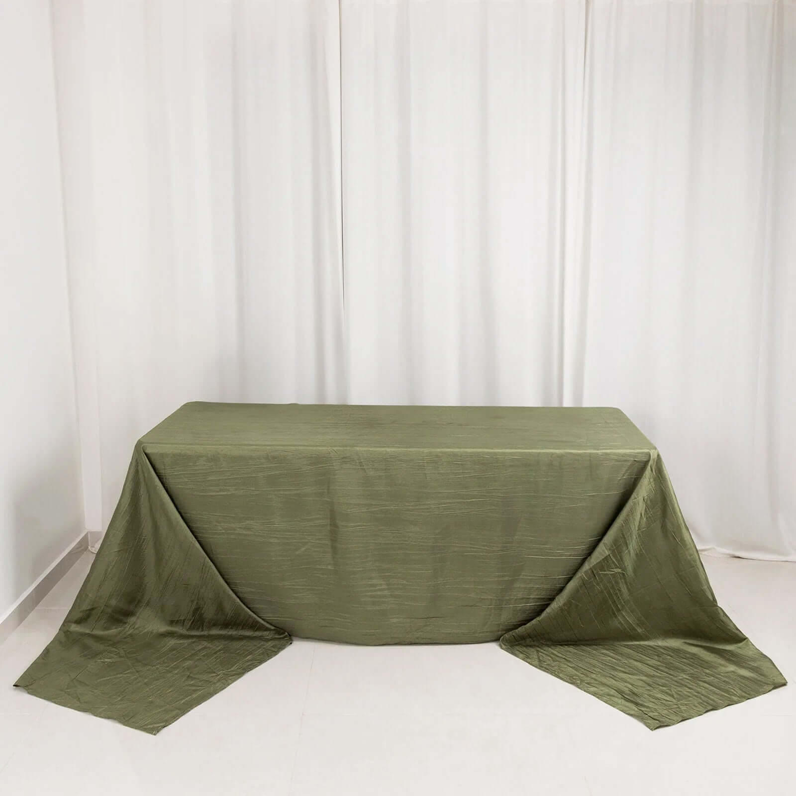 Taffeta 90"x156" Rectangle Tablecloth Dusty Sage Green - Accordion Crinkle Seamless Table Cover - Bell Racket Store