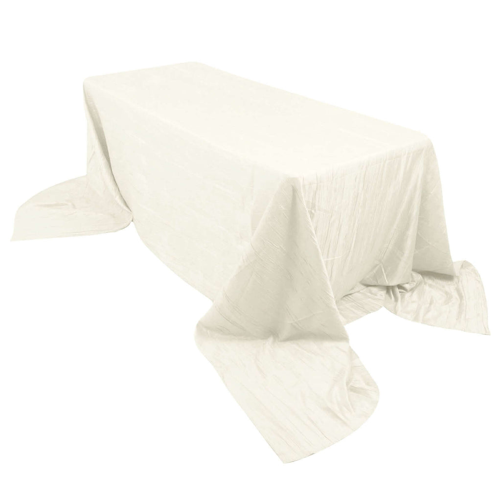 Taffeta 90"x156" Rectangle Tablecloth Ivory - Accordion Crinkle Seamless Table Cover
