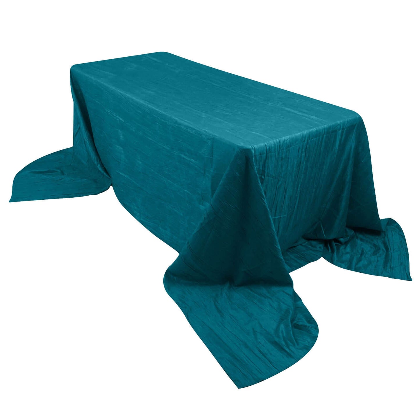 Taffeta 90"x156" Rectangle Tablecloth Teal - Accordion Crinkle Seamless Table Cover - Bell Racket Store