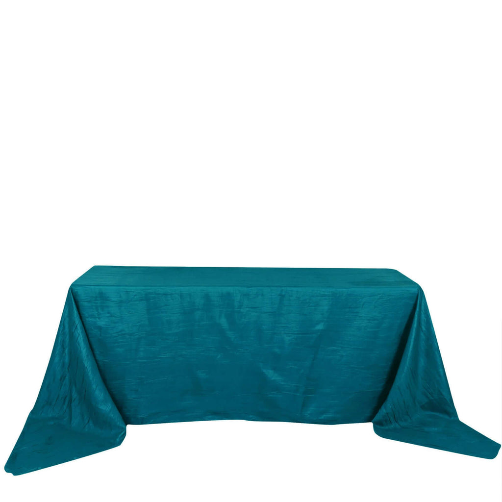 Taffeta 90"x156" Rectangle Tablecloth Teal - Accordion Crinkle Seamless Table Cover - Bell Racket Store
