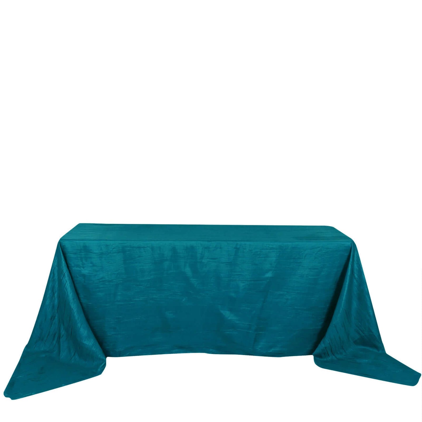 Taffeta 90"x156" Rectangle Tablecloth Teal - Accordion Crinkle Seamless Table Cover - Bell Racket Store