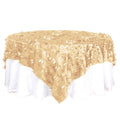 Taffeta 90"x90" Table Overlay Square Tablecloth Champagne - Leaf Petal Design for Stylish Celebrations - Bell Racket Store