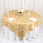 Taffeta 90"x90" Table Overlay Square Tablecloth Champagne - Leaf Petal Design for Stylish Celebrations - Bell Racket Store