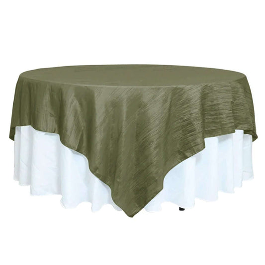 Taffeta 90"x90" Table Overlay Square Tablecloth Dusty Sage Green - Accordion Crinkle Table Cover - Bell Racket Store