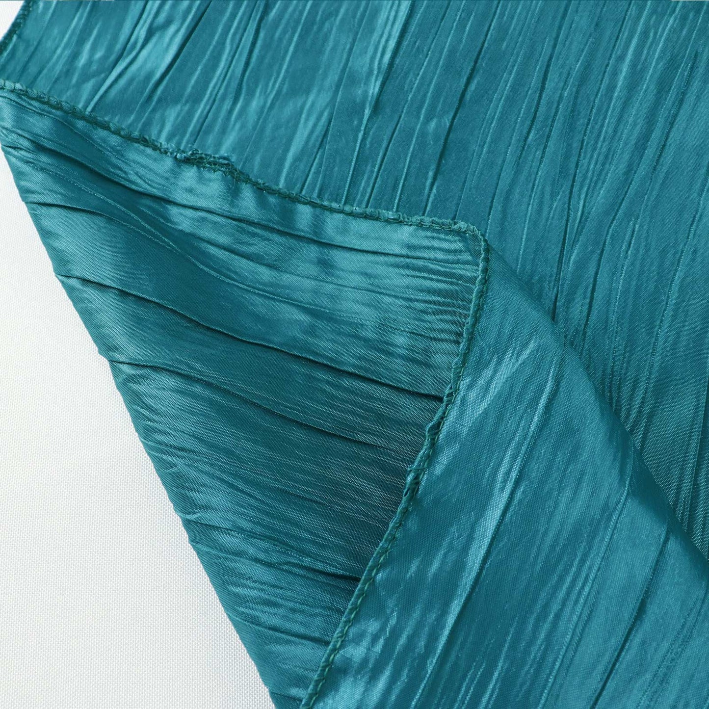 Taffeta 90"x90" Table Overlay Square Tablecloth Peacock Teal - Accordion Crinkle Table Cover - Bell Racket Store
