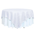 Taffeta 90"x90" Table Overlay Square Tablecloth White - Accordion Crinkle Design for Modern Celebrations