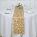 Taffeta Fabric 12"x108" Table Runner Champagne - 3D Leaf Petal Design