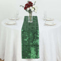 Taffeta Fabric 12"x108" Table Runner Green - 3D Leaf Petal Design