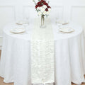 Taffeta Fabric 12"x108" Table Runner Ivory - 3D Leaf Petal Design