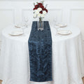 Taffeta Fabric 12"x108" Table Runner Navy Blue - 3D Leaf Petal Design
