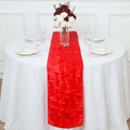 Taffeta Fabric 12"x108" Table Runner Red - 3D Leaf Petal Design