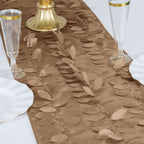 Taffeta Fabric 12"x108" Table Runner Taupe - 3D Leaf Petal Design - Bell Racket Store
