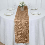 Taffeta Fabric 12"x108" Table Runner Taupe - 3D Leaf Petal Design - Bell Racket Store