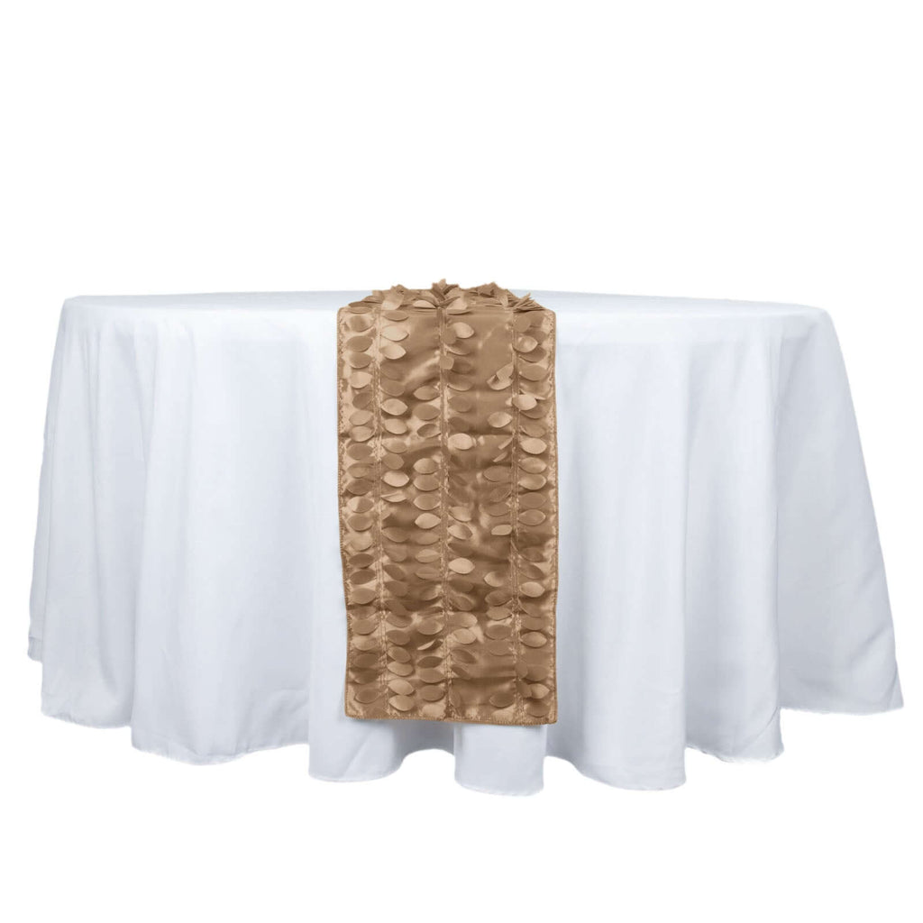 Taffeta Fabric 12"x108" Table Runner Taupe - 3D Leaf Petal Design - Bell Racket Store
