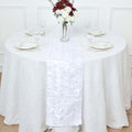Taffeta Fabric 12"x108" Table Runner White 3D Leaf Petal - Stylish Wedding Decor