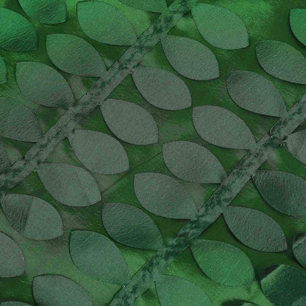 Taffeta Fabric 14ft Table Skirt Green 3D Leaf Petal Design - Exquisite & Stylish Event Table Cover - Bell Racket Store