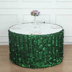 Taffeta Fabric 21ft Table Skirt Green 3D Leaf Petal Design - Exquisite & Stylish Event Table Cover - Bell Racket Store