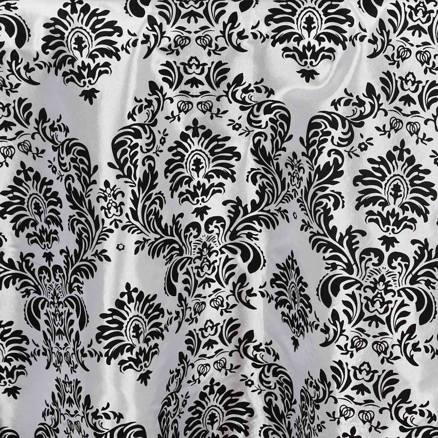 Taffeta Flocking 12"x108" Table Runner Black Damask - Stylish Table Accent - NestOCart