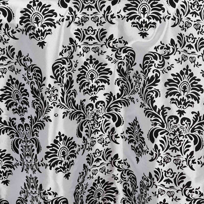 Taffeta Flocking 12"x108" Table Runner Black Damask - Stylish Table Accent - NestOCart