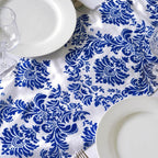Taffeta Flocking 12"x108" Table Runner Royal Blue Damask - Stylish Table Accent - Bell Racket Store