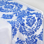 Taffeta Flocking 12"x108" Table Runner Royal Blue Damask - Stylish Table Accent - Bell Racket Store