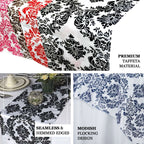Taffeta Flocking 12"x108" Table Runner Royal Blue Damask - Stylish Table Accent - Bell Racket Store