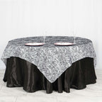 Taffeta 72"x72" Table Overlay Black and White -Tiger Print Design for Jungle Theme Parties