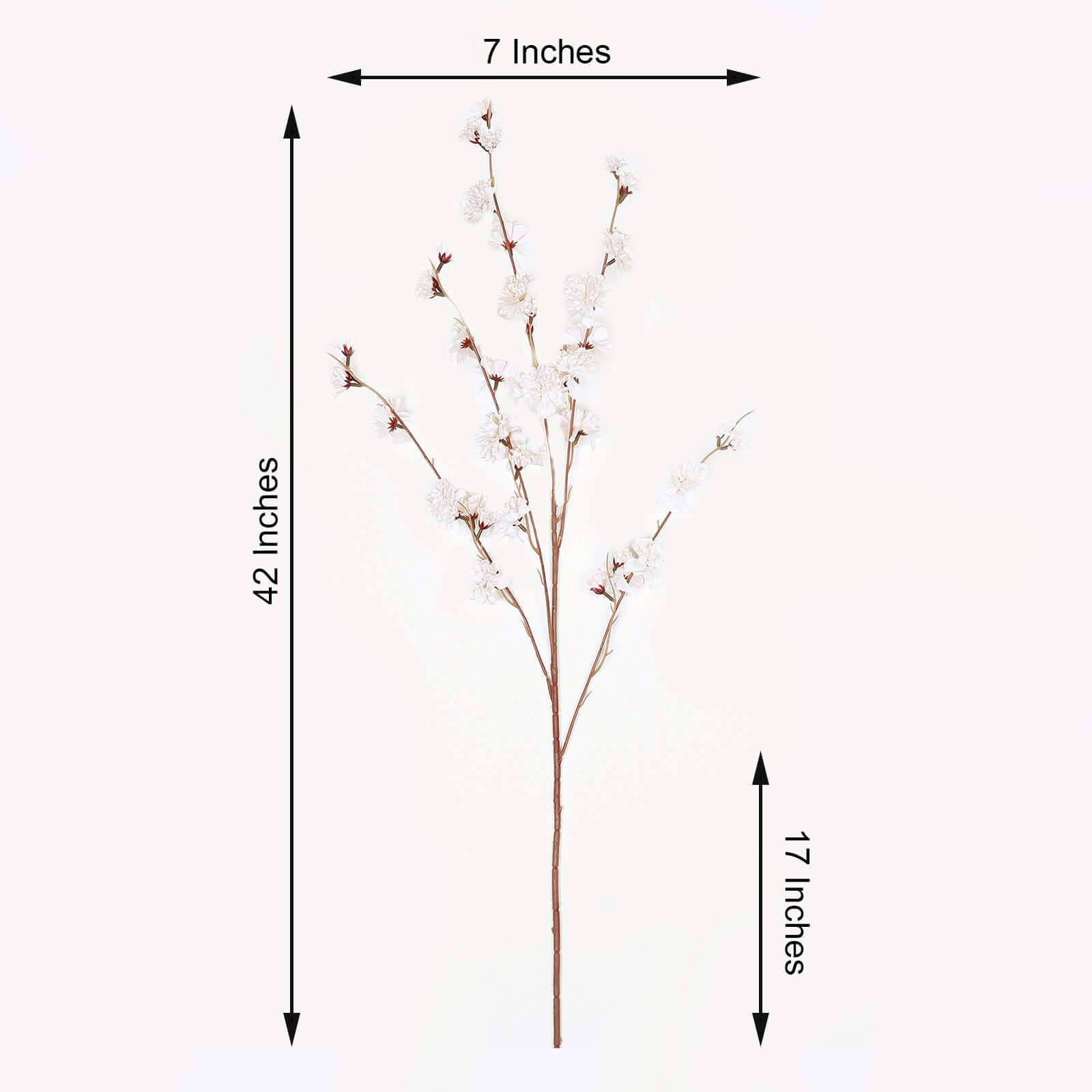 2 Branches 42" Tall Ivory Artificial Silk Carnation Flower Stems