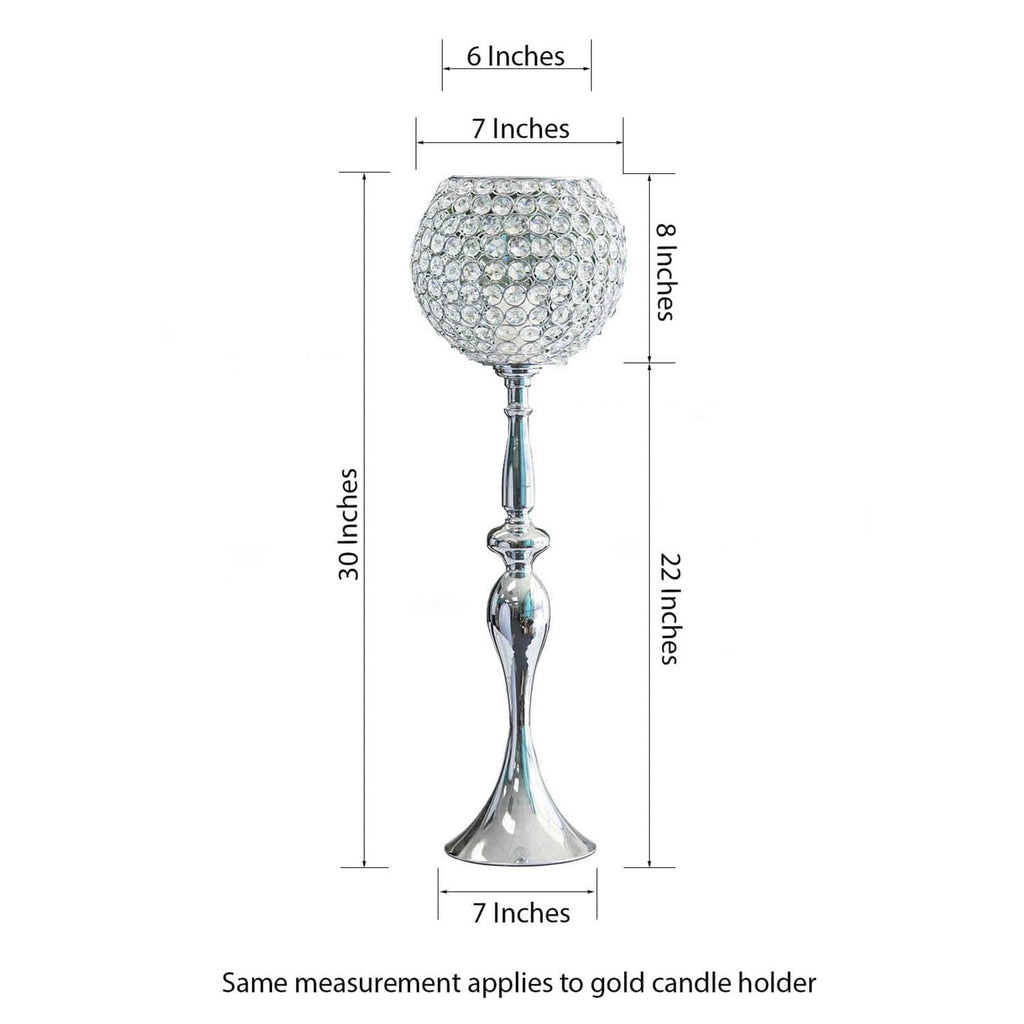 Acrylic Crystal Beaded Goblet Candle Holder Gold - Exquisite Flower Ball Centerpiece Stand for High-End Event Styling 30"