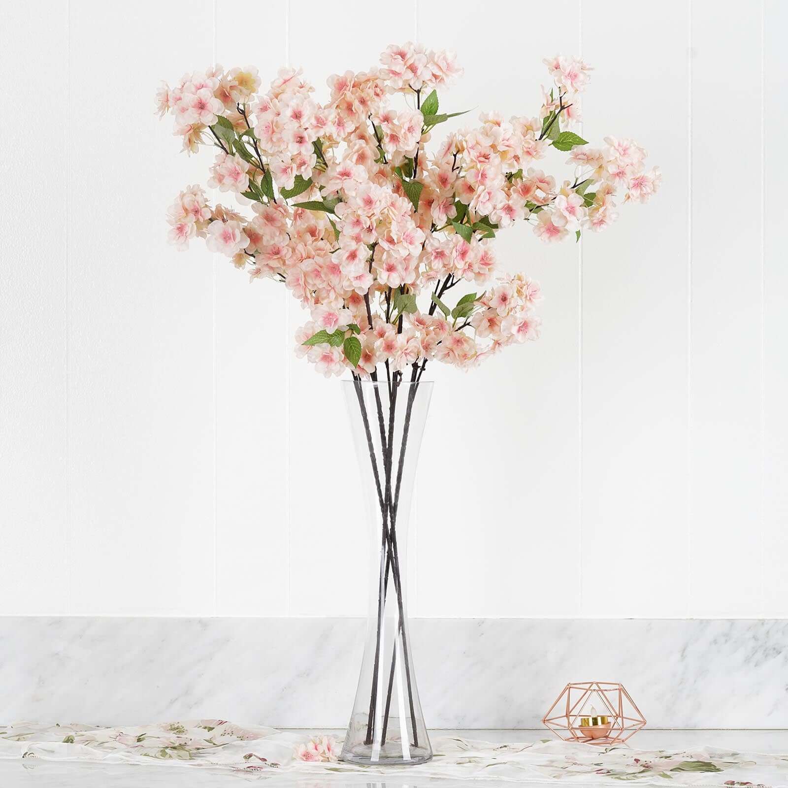 4 Bushes 40" Tall Blush Artificial Silk Cherry Blossom Flowers