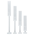 Set of 4 Crystal Glass Hurricane Taper Candle Holders, Decorative Tall Candle Stands Clear Cylinder Chimney Tubes 14", 18", 22", 26"