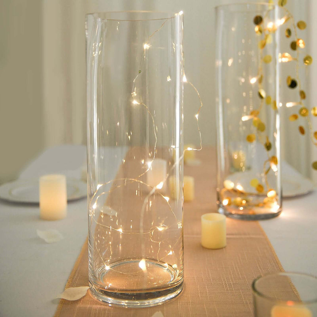 6-Pack Glass Flower Vases Cylinder Design Heavy Duty Clear - Stylish Centerpieces for Weddings 14"