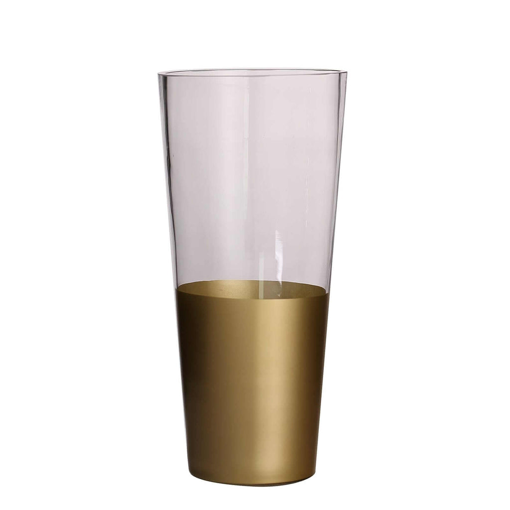 2-Pack Glass Bud Vases Cylinder Design Clear with Gold Accents - Stylish Flower Centerpieces for Events 12"