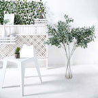 2 Bushes 42" Tall Frosted Green Artificial Silk Beech Leaf Branches, Faux Plant Stem Vase Fillers