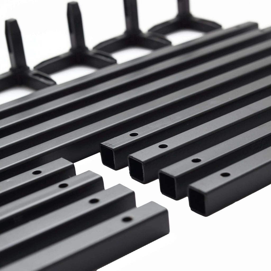 2-Pack Wedding Flower Stand Matte Black Metal Geometric Column Frame Rectangular - Versatile Floral Pedestal for Sophisticated Arrangements 12"