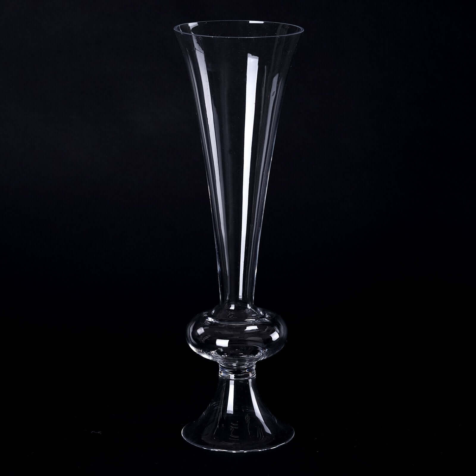 4-Pack Glass Trumpet Vases Crystal Ball Design Clear - Stylish Reversible Floral Centerpieces 15"