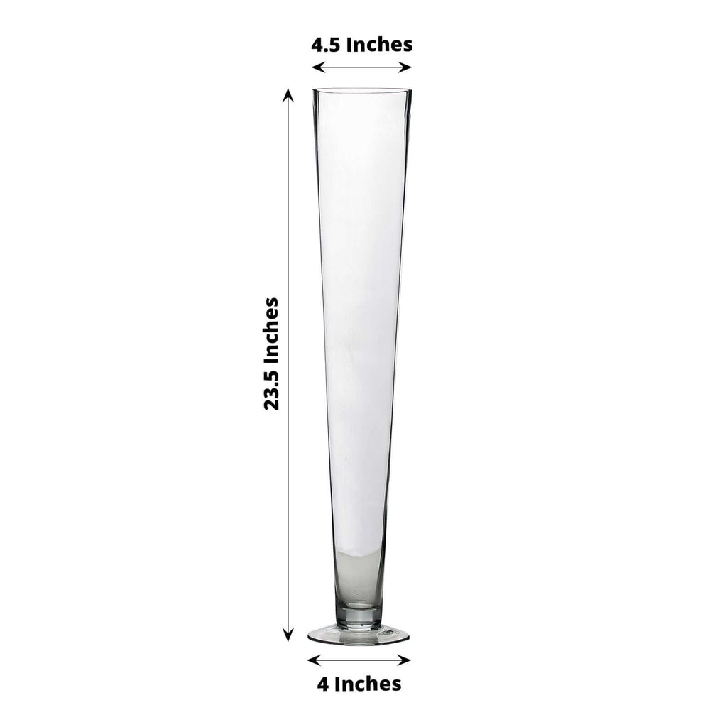 6-Pack Glass Trumpet Vases Clear - Durable Design for Chic Event Displays 24"