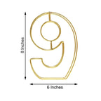 8" Tall Gold Freestanding 3D Decorative Metal Wire Numbers, Wedding Table Numbers -9