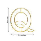 8" Tall Gold Freestanding 3D Decorative Wire Letter, Wedding Centerpiece - Q