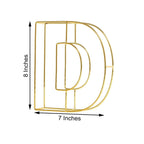 8" Tall Gold Freestanding 3D Decorative Wire Letter, Wedding Centerpiece - D