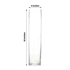 6-Pack Glass Cylinder Vases Square Clear - Durable Heavy Duty Floral Centerpieces for Weddings 18"