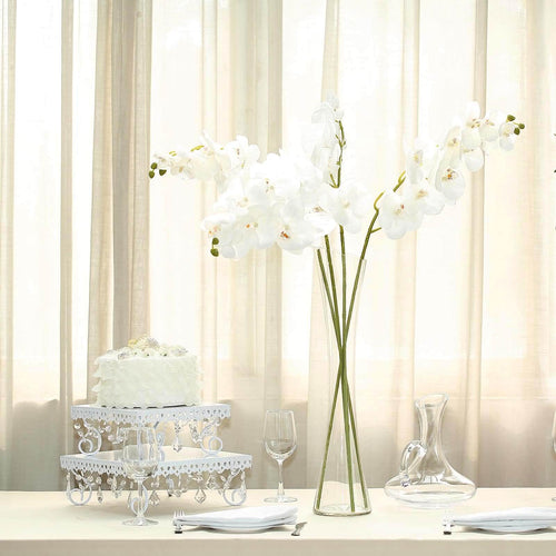 2 Stems 40" Tall White Artificial Silk Orchid Flower Bouquets