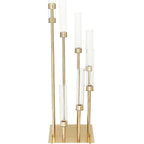 8 Arm Cluster Taper Candle Holder Gold - Stunning Large Candle Arrangement With Clear Glass Shades for Grand Banquets & Celebrations 42"