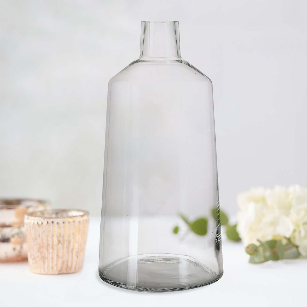 2-Pack Glass Bud Vases Tapered Neck Design Clear - Stylish Floral Table Centerpieces 12"