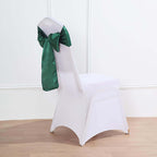 5 Pack Satin Chair Sashes Hunter Emerald Green - Durable Chair Bows with Shiny Finish 6"x106"
