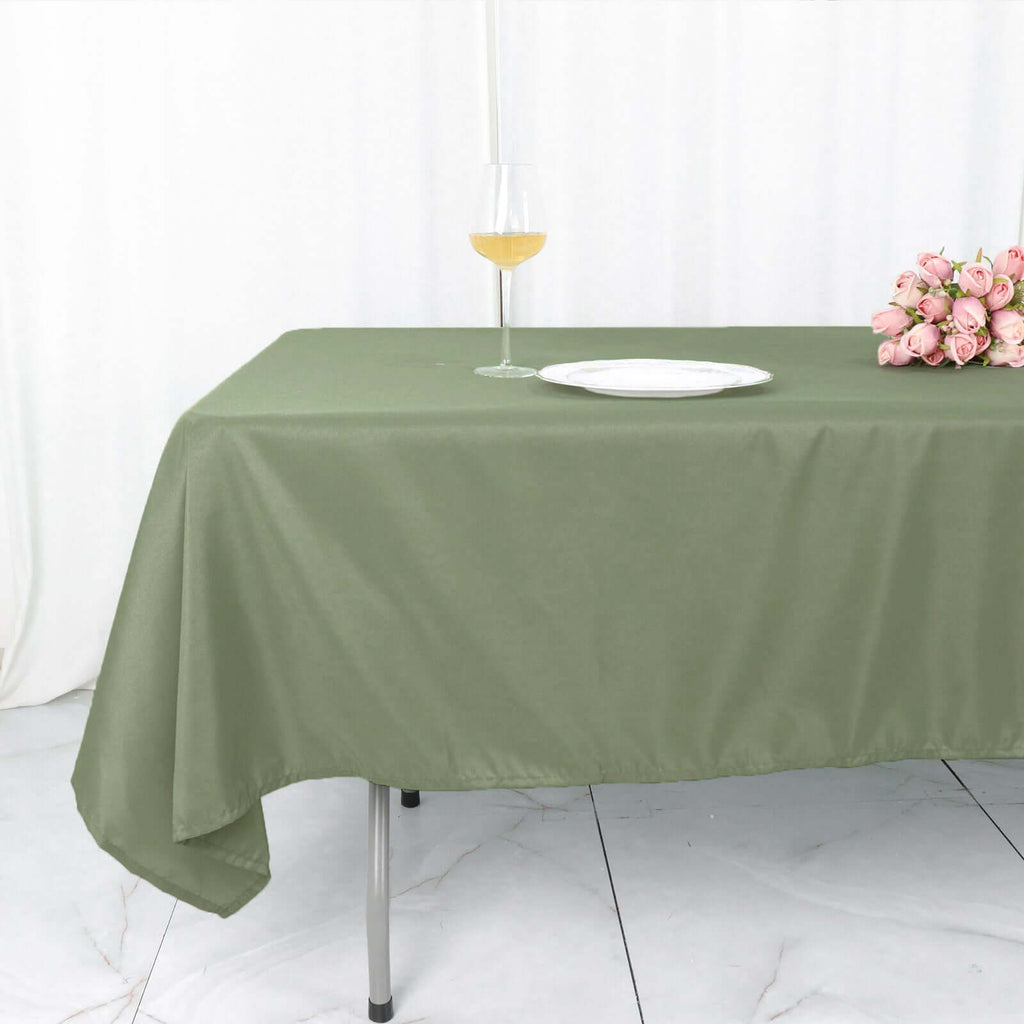 Polyester 60"x102" Rectangle Tablecloth Dusty Sage Green - Durable and Stylish Table Cover