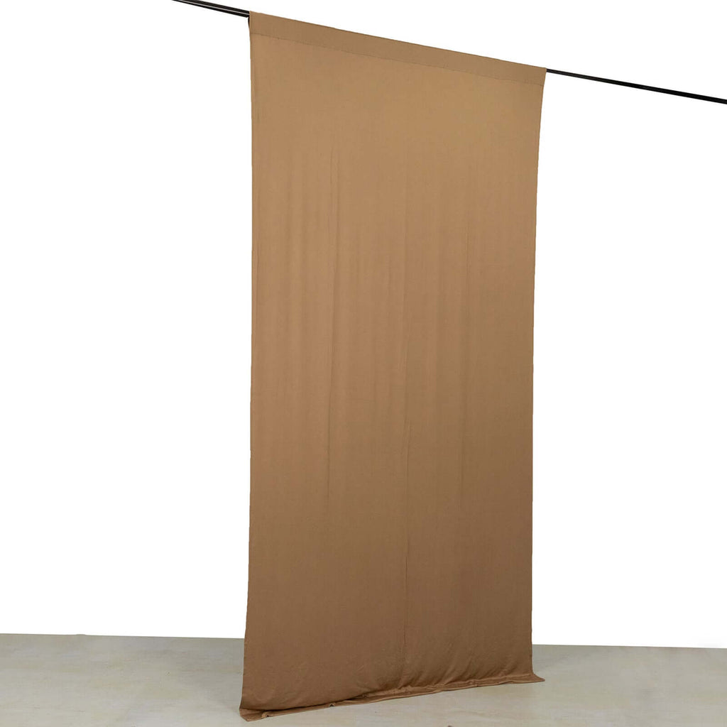 Taupe 4 - Way Stretch Spandex Event Curtain Drapes, Wrinkle Free Backdrop Event Panel with Rod Pockets - 5ftx10ft - Bell Racket Store