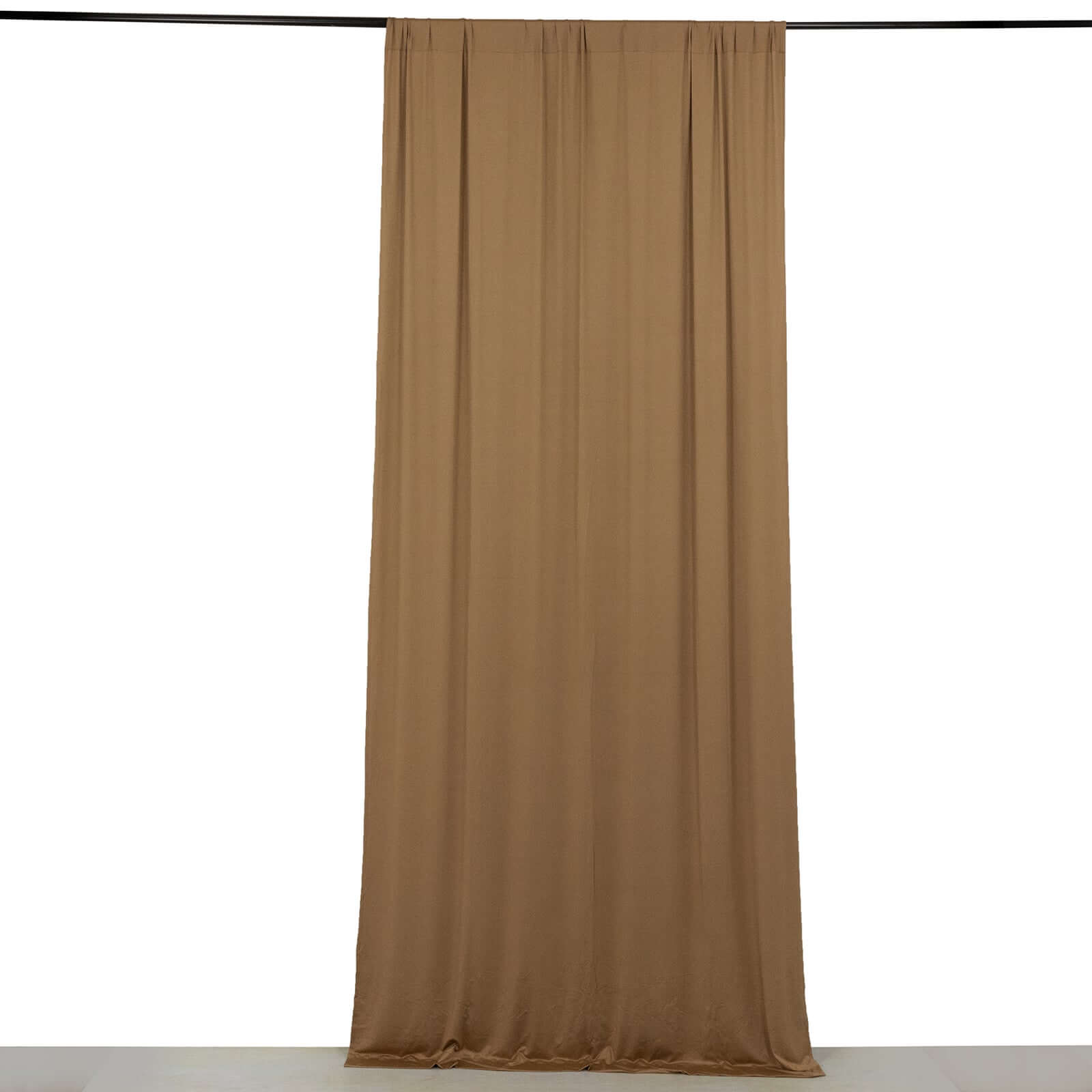 Taupe 4 - Way Stretch Spandex Event Curtain Drapes, Wrinkle Free Backdrop Event Panel with Rod Pockets - 5ftx10ft - Bell Racket Store
