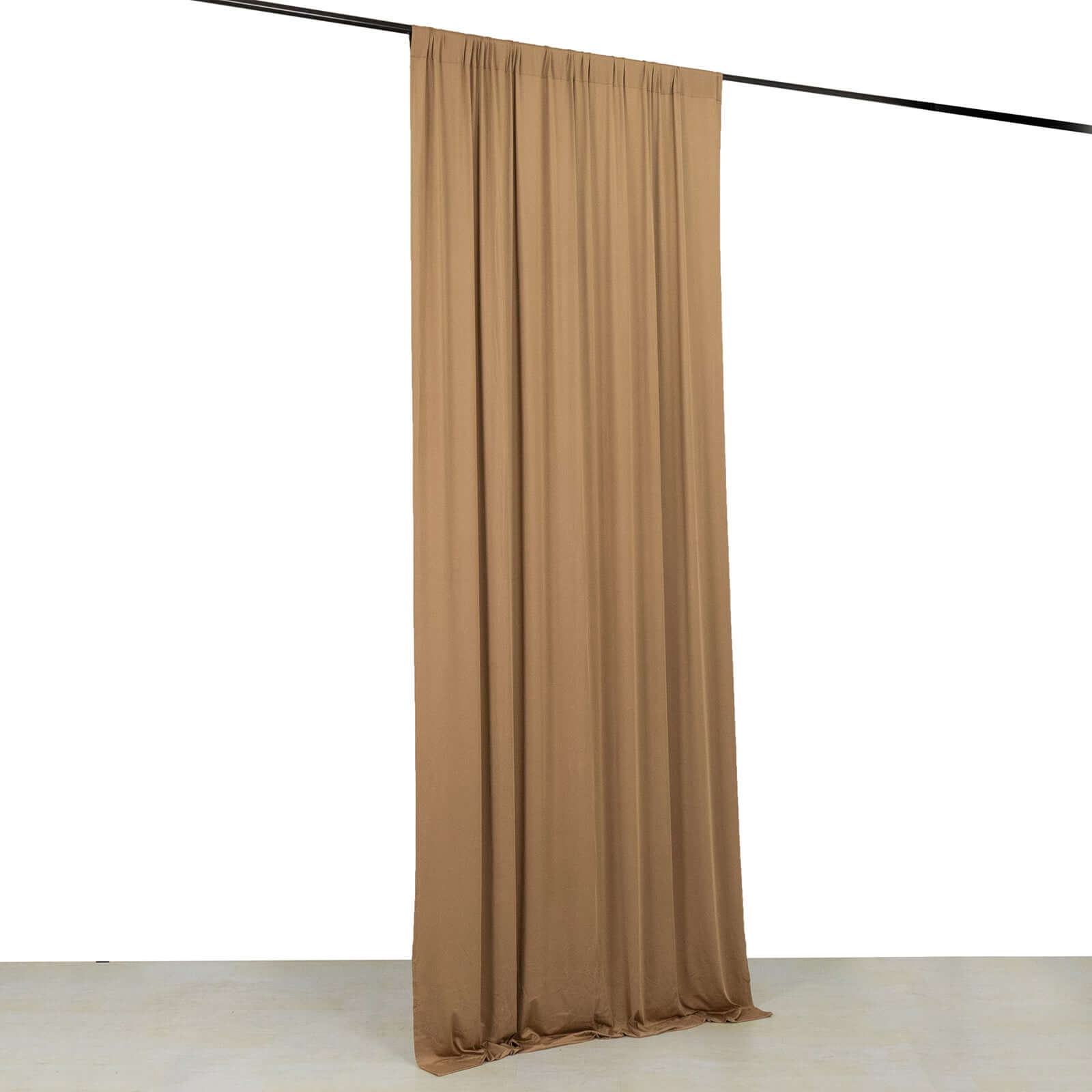 Taupe 4 - Way Stretch Spandex Event Curtain Drapes, Wrinkle Free Backdrop Event Panel with Rod Pockets - 5ftx10ft - Bell Racket Store