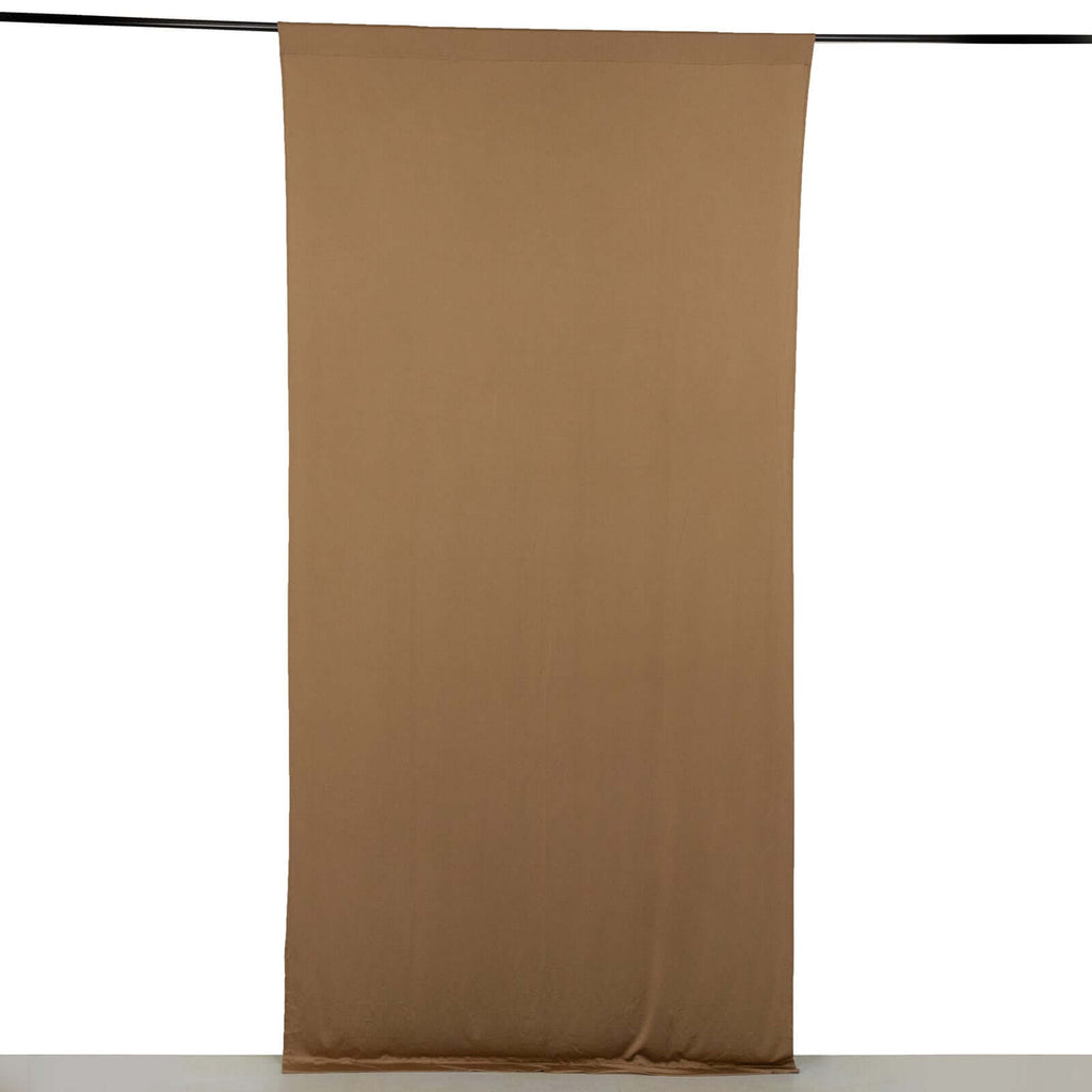 Taupe 4 - Way Stretch Spandex Event Curtain Drapes, Wrinkle Free Backdrop Event Panel with Rod Pockets - 5ftx10ft - Bell Racket Store